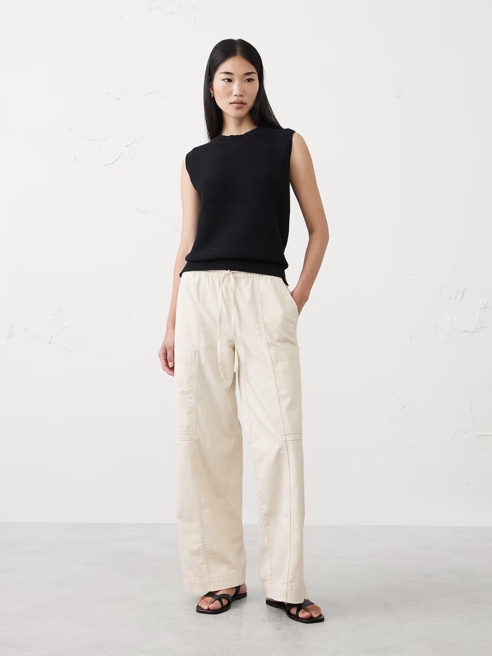 Banana Republic WIDE-LEG MID-RISE CARGO PULL-ON JEAN Small